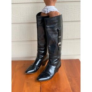 Vintage Neiman Marcus Boots by Charles David Black below knee Italian leather